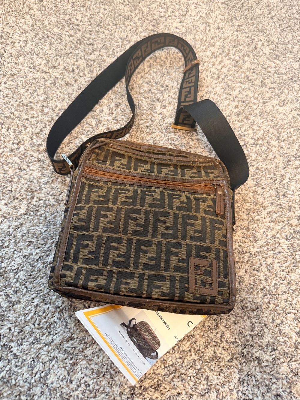 Fendi Monogram Canvas Crossbody Bag COA